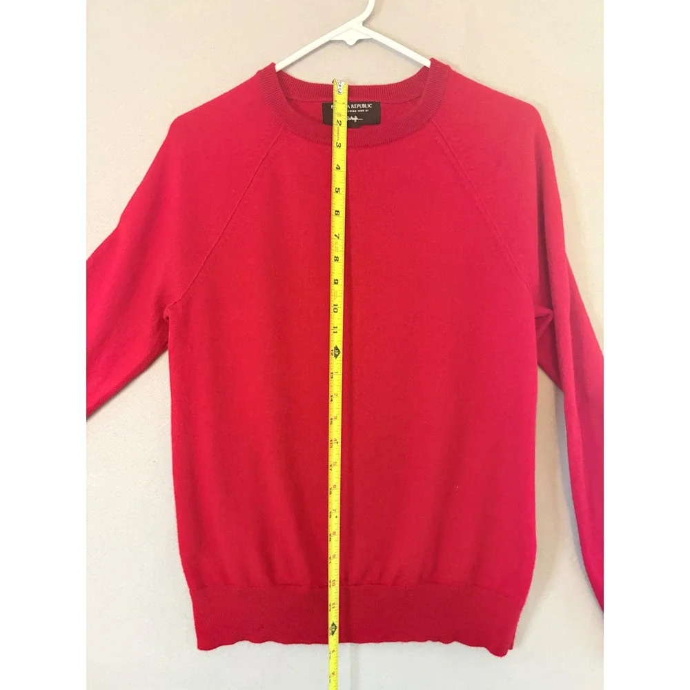 Banana Republic Zegna Baruffa Red Italian Merino Wool Crewneck Sweater Mens Med